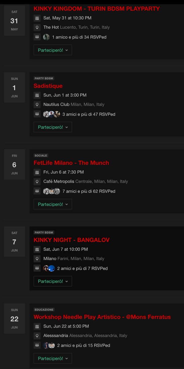 Ecco tutto gli eventi in cui potete trovarmi prossimamente, con <a href="/Miss_Eva_Medea/">♔ ᙏіss ᙓ᥎ᥲ ᙏᥱძᥱᥲ ♔</a> e <a href="/LadyBooty74/">Lady Booty</a>, oltre ad altri amici.
Poi non dite che non vi ho avvertito!
#master #mistress #playparty