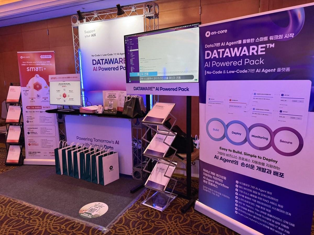 encore_mk's tweet image. encore’s conference journey continues~!!👏
Today, we’re actively promoting the AI agent platform DATAWARE™ AI Powered Pack and the subscription-based modeling tool SmaTi at AI WAVE 2025!!!📢

#encore #AI_WAVE #DATAWARE #AI_Powered_Pack #SmaTi