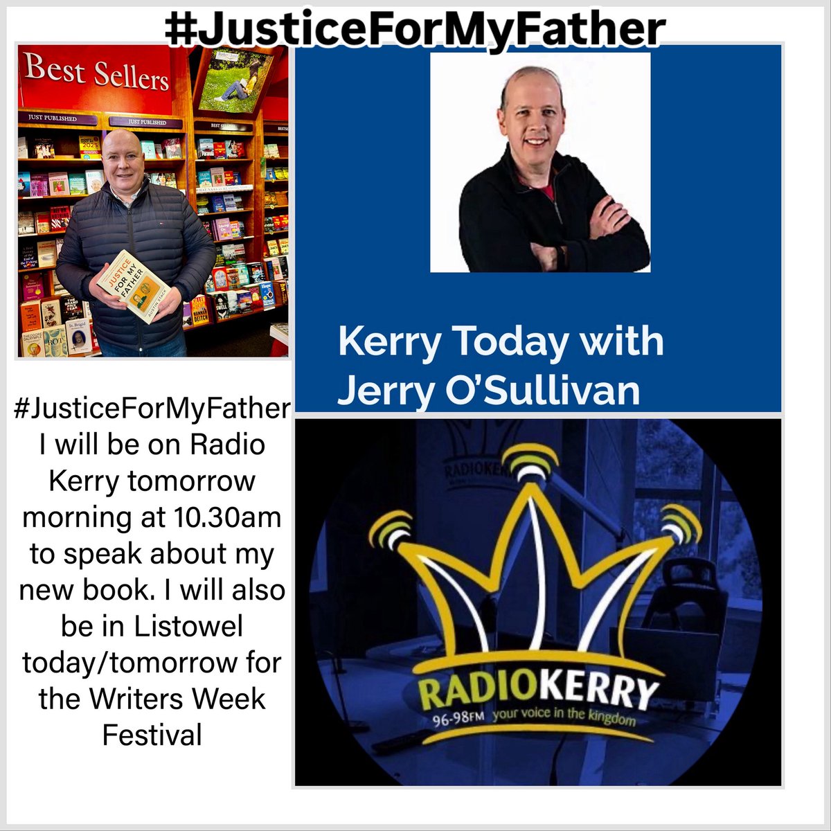 Austin Stack 🇮🇪🇪🇺 (@adstack68) on Twitter photo #JusticeForMyFather I will be on <a href="/radiokerry/">Radio Kerry</a> tomorrow morning at 10.30am & will be attending <a href="/WritersWeek/">Writers' Week</a> today & tomorrow to talk about my new book. #Justice #Books #Writers #TrueCrime #fyp #fypage #kerry <a href="/GillHessLtd/">Gill Hess Associates</a> <a href="/eriu_books/">Eriu</a> #JusticeForMyFather I will be on <a href="/radiokerry/">Radio Kerry</a> tomorrow morning at 10.30am & will be attending <a href="/WritersWeek/">Writers' Week</a> today & tomorrow to talk about my new book. #Justice #Books #Writers #TrueCrime #fyp #fypage #kerry <a href="/GillHessLtd/">Gill Hess Associates</a> <a href="/eriu_books/">Eriu</a>