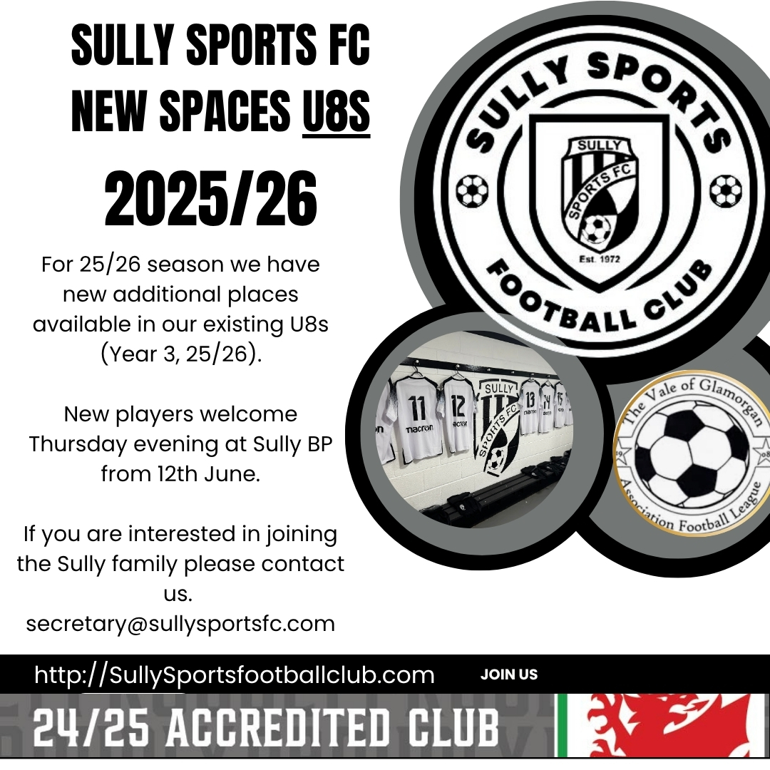 Your child starting Yr 3 in September? We have additional spaces in our U8 group. Get in touch if you'd like to join the growing Sully FC family.