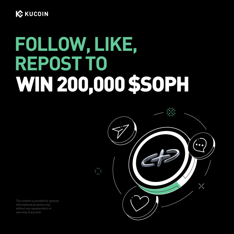 kucoincom's tweet photo. 🎉 #Giveaway Alert: Celebrate the $SOPH listing on #KuCoin!

1️⃣ Follower of @kucoincom &amp; @sophon
2️⃣ Repost, Like with quote "Trade $SOPH on #KuCoin!" + tag 3 friends
3️⃣ Fill out Gleam form

🎁 200,000 $SOPH for 100 winners!
⏰ 48 hours