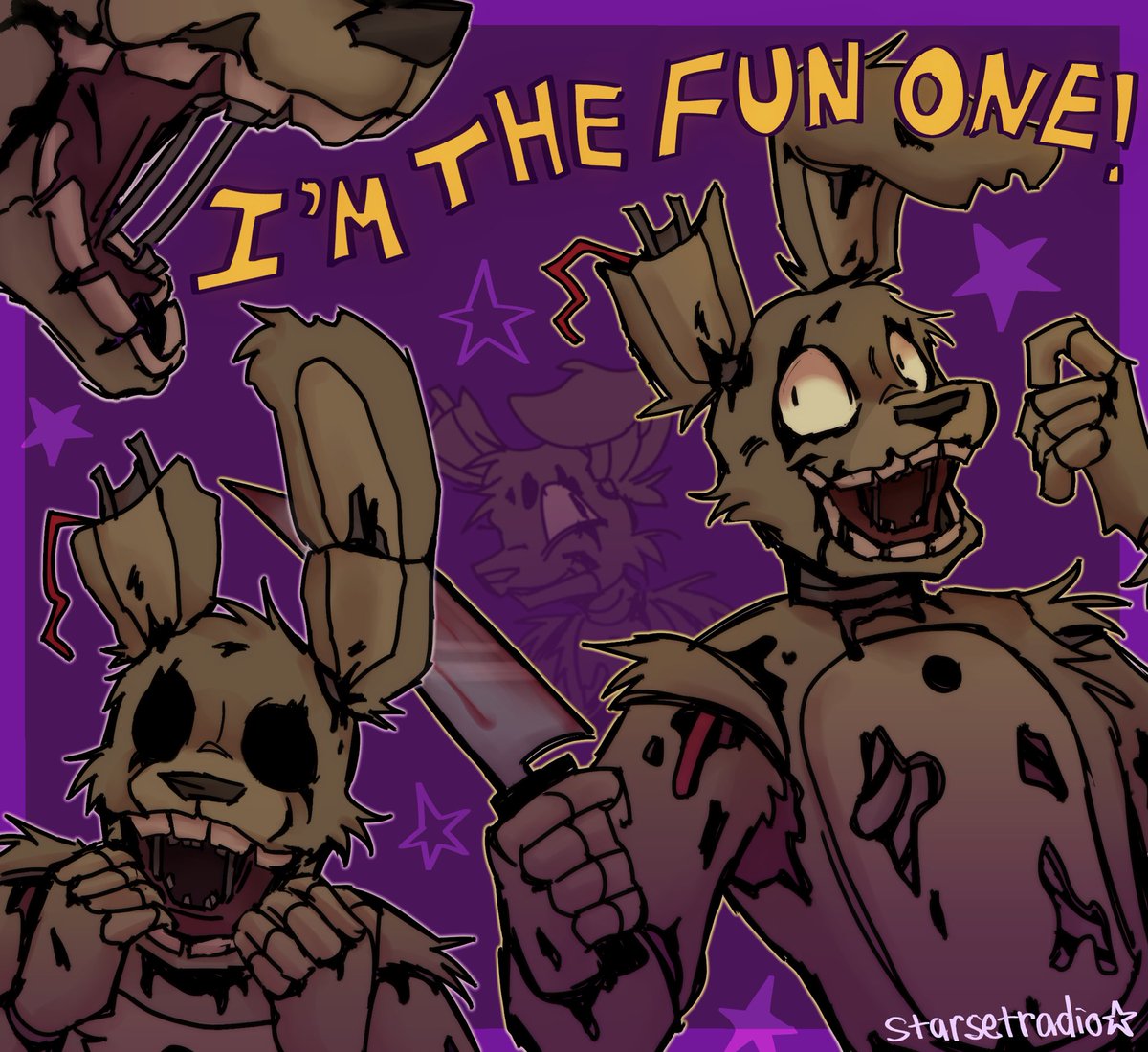 starsetradio's tweet photo. wow guys… i think he’s the fun one…#fnaf #springtrap #fnafdbd #DeadbyDaylight https://t.co/uP3xjbnlVD