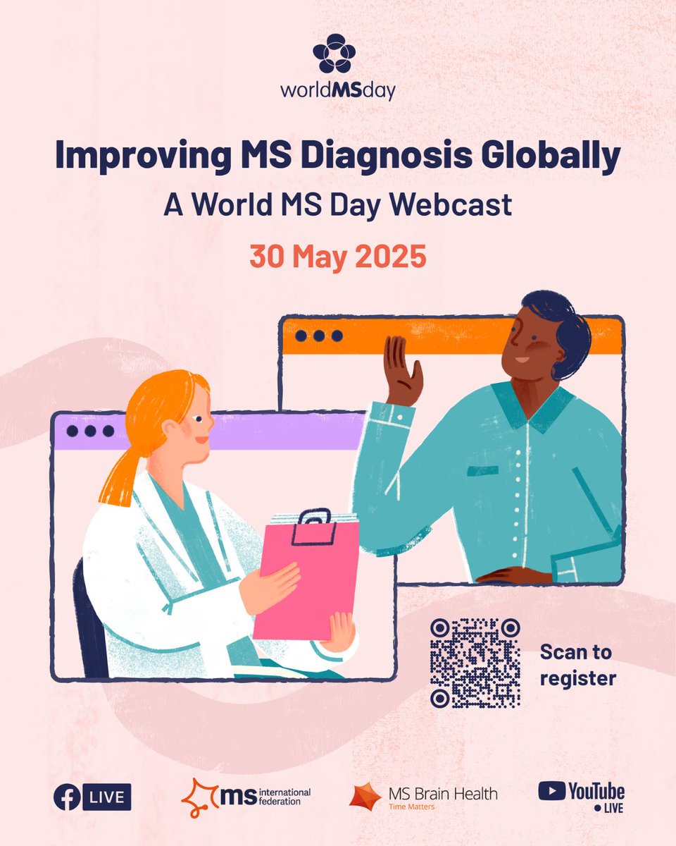 ECTRIMS (@ectrims) on Twitter photo Join us for a LIVE Global #WorldMSDay Webcast on Improving MS Diagnosis Globally!
Hosted by <a href="/MSIntFederation/">MS Int'l Federation</a>, the event will feature #MS experts, advocates and people with MS.
📅 30 May at 1PM BST/ 2PM CET/ 8AM EST
Register now! ➡️ bit.ly/4kfuStt Join us for a LIVE Global #WorldMSDay Webcast on Improving MS Diagnosis Globally!
Hosted by <a href="/MSIntFederation/">MS Int'l Federation</a>, the event will feature #MS experts, advocates and people with MS.
📅 30 May at 1PM BST/ 2PM CET/ 8AM EST
Register now! ➡️ bit.ly/4kfuStt