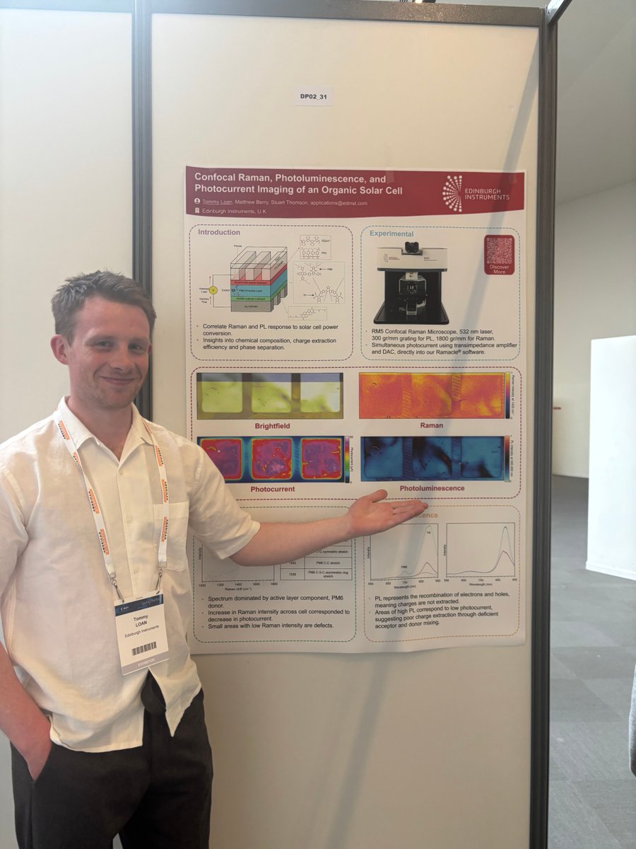 A big thank you to everyone who joined Tommy for his successful first poster session yesterday! 🎉

If you missed it you can catch Tommy again tomorrow (Thursday) at 13:30 for his second poster: 'Integrated Optical and Nonlinear Microscopy for TMDC Analysis'