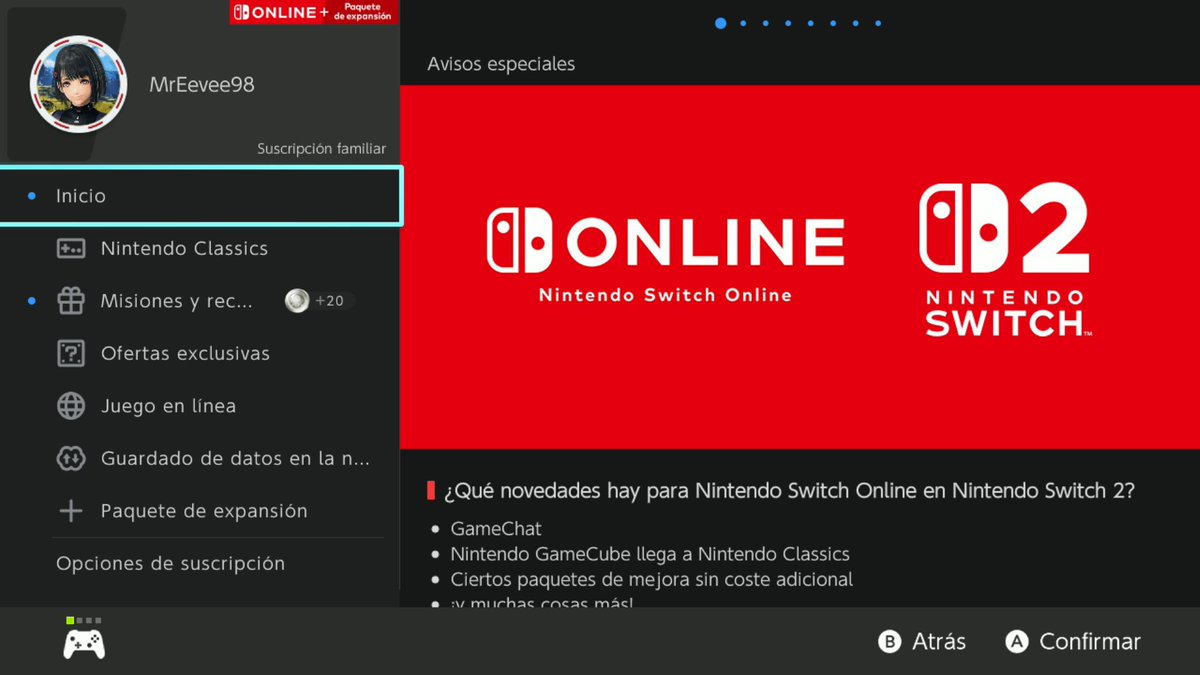 Nueva actualización 20.1.0 para Nintendo Switch ya disponible, revisa tu consola

-Se ha cambiado el sonido que se reproduce al iniciar Nintendo Switch Online desde el menú HOME.
-Nueva interfaz para Nintendo Switch Online con modo oscuro
-Se han realizado cambios visuales en la