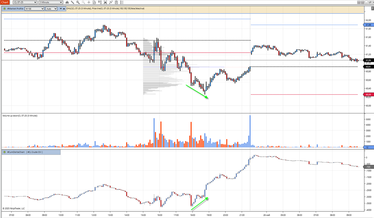 ClusterDelta's tweet photo. Spotting divergence between WTI price and Cumulative Delta can reveal powerful intraday reversal points. 📉📈
Use it wisely, and you’ll trade with the smart money.
#WTI #IntradayTrading #CumulativeDelta #OrderFlow #MarketInsights https://t.co/jvSWf2XN9w