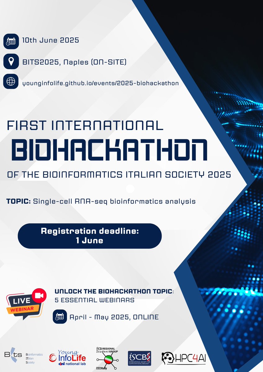 RSG Italy Official (@rsgitofficial) on Twitter photo ⌛️Few days left to register for the #FirstInternationalBioHackathon of #BITS2025!
👉Important: To participate, you must complete the final registration form: forms.gle/GF7P2N7teYMviw…
⚠️Previous pre-registrations will NOT be considered
📅Deadline: June 1, 2025
<a href="/young_infolife/">Young-InfoLife</a> ⌛️Few days left to register for the #FirstInternationalBioHackathon of #BITS2025!
👉Important: To participate, you must complete the final registration form: forms.gle/GF7P2N7teYMviw…
⚠️Previous pre-registrations will NOT be considered
📅Deadline: June 1, 2025
<a href="/young_infolife/">Young-InfoLife</a>