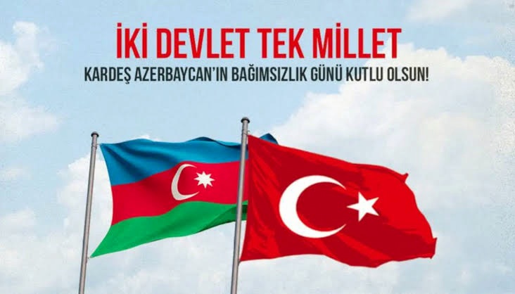 Kardeş Azerbaycan’ın Bağımsızlık Günü kutlu olsun. 
Tek millet, iki devlet anlayışıyla geleceğe koşmaya devam edeceğiz.

🇦🇿🤝🇹🇷Qardaş Azərbaycanın Müstəqillik Gününü təbrik edirik.
Bir millət, iki dövlət anlayışı ilə gələcəyə doğru birlikdə irəliləməyə davam edəcəyik