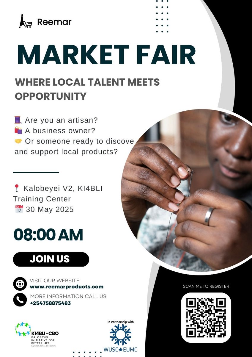 Reemar Market Fair 
 A vibrant event bringing together entrepreneurs from Kakuma and Kalobeyei to showcase local talent, creativity, and innovation.
#ReemarMarketFair #KakumaEntrepreneurs #KalobeyeiInnovation #SupportLocalBusinesses #Ki4bli #Reemar.