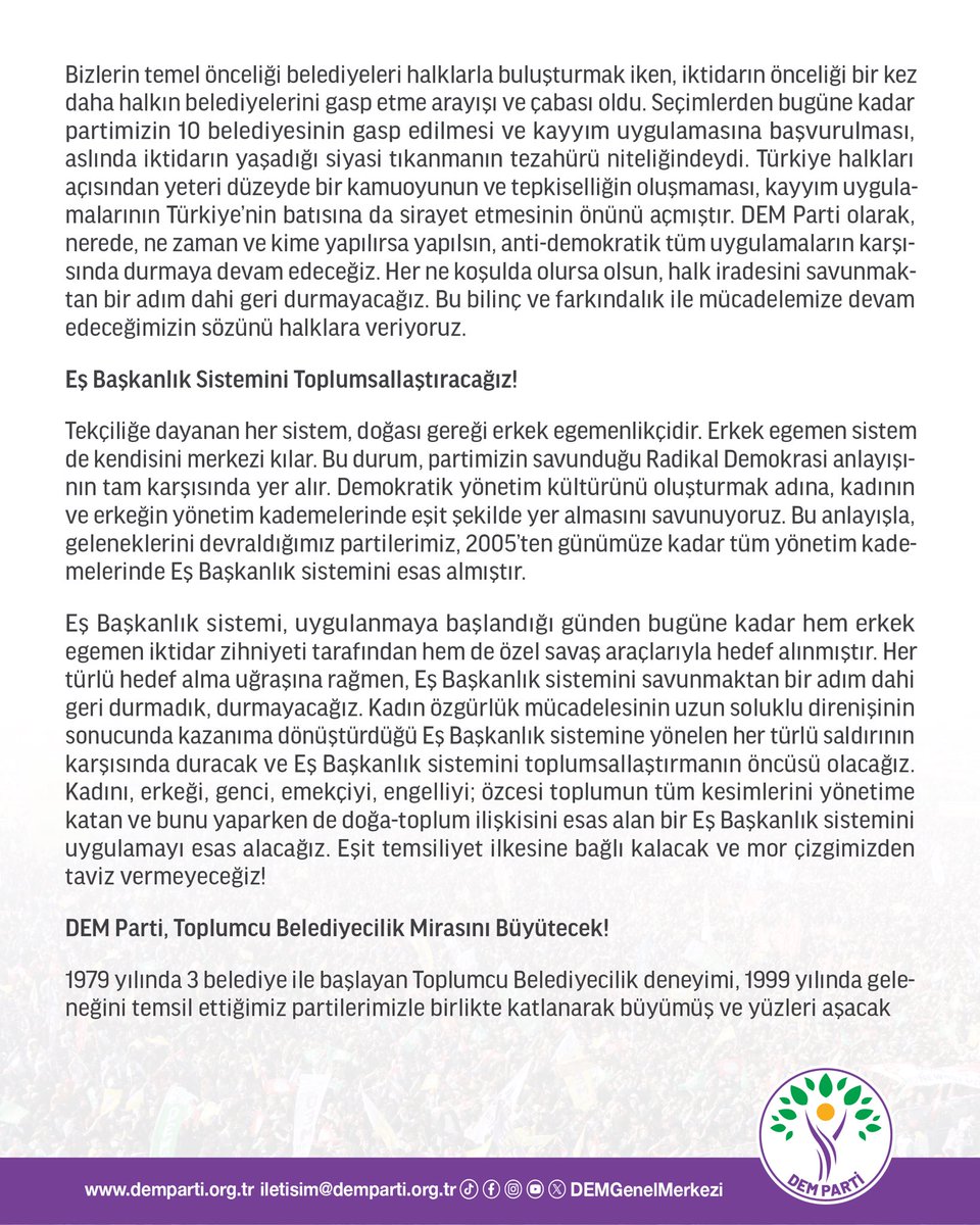 DEM Parti Demokratik Yerel Yönetimler tweet media