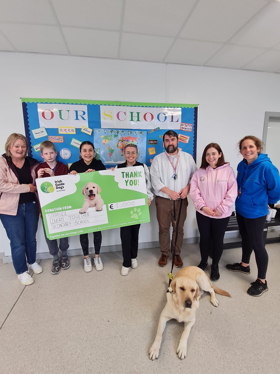 Stepaside Educate Together Secondary School (@stepasideetss) on Twitter photo We raised โฌ1000 for <a href="/irishguidedogs/">Irish Guide Dogs for the Blind</a> ๐ซถ
The money was raised by students through the sales of our new house hoodies and our bake sale last month!๐ง
We are forever grateful for our school dog, Gully ๐พ๐๐ฆฎ
Thank you to all who donated ๐ We raised โฌ1000 for <a href="/irishguidedogs/">Irish Guide Dogs for the Blind</a> ๐ซถ
The money was raised by students through the sales of our new house hoodies and our bake sale last month!๐ง
We are forever grateful for our school dog, Gully ๐พ๐๐ฆฎ
Thank you to all who donated ๐