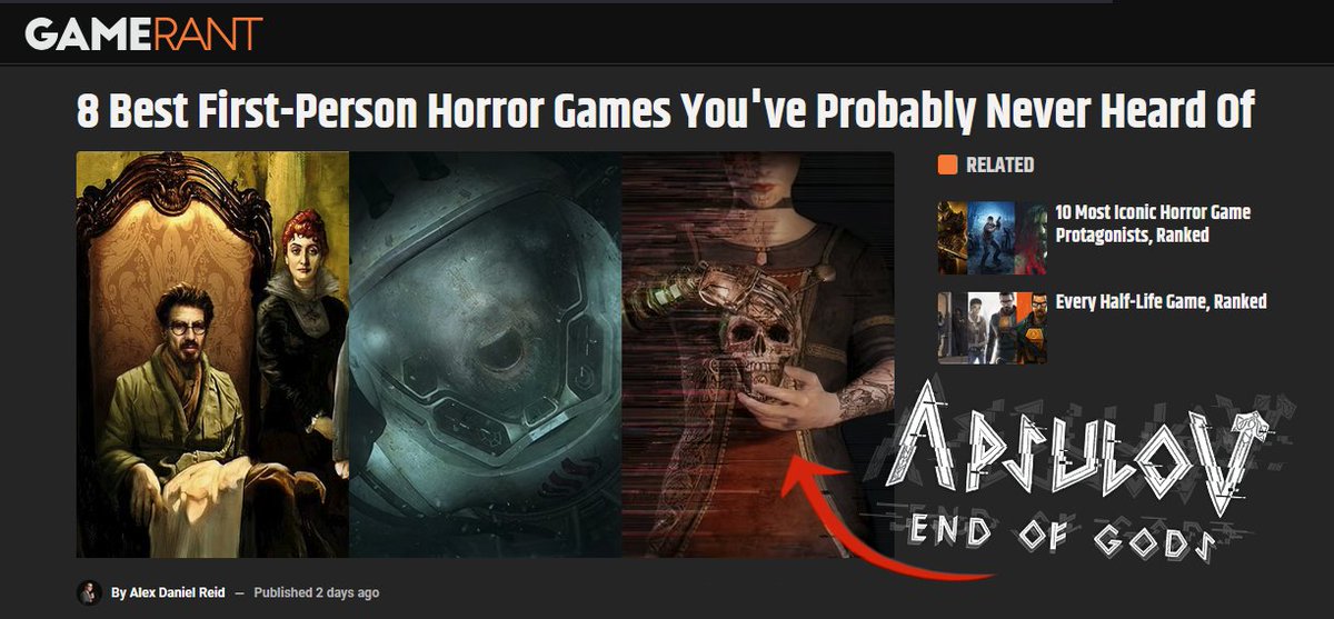 "for any fans of Norse-inspired games with a keen eye for folk horror, no game plays quite like Apsulov."

Thank you so much <a href="/GameRant/">Game Rant</a> ❤️
for including Apsulov: End of Gods to your top 8🫶!
It's an honor to be among such amazing horror games.