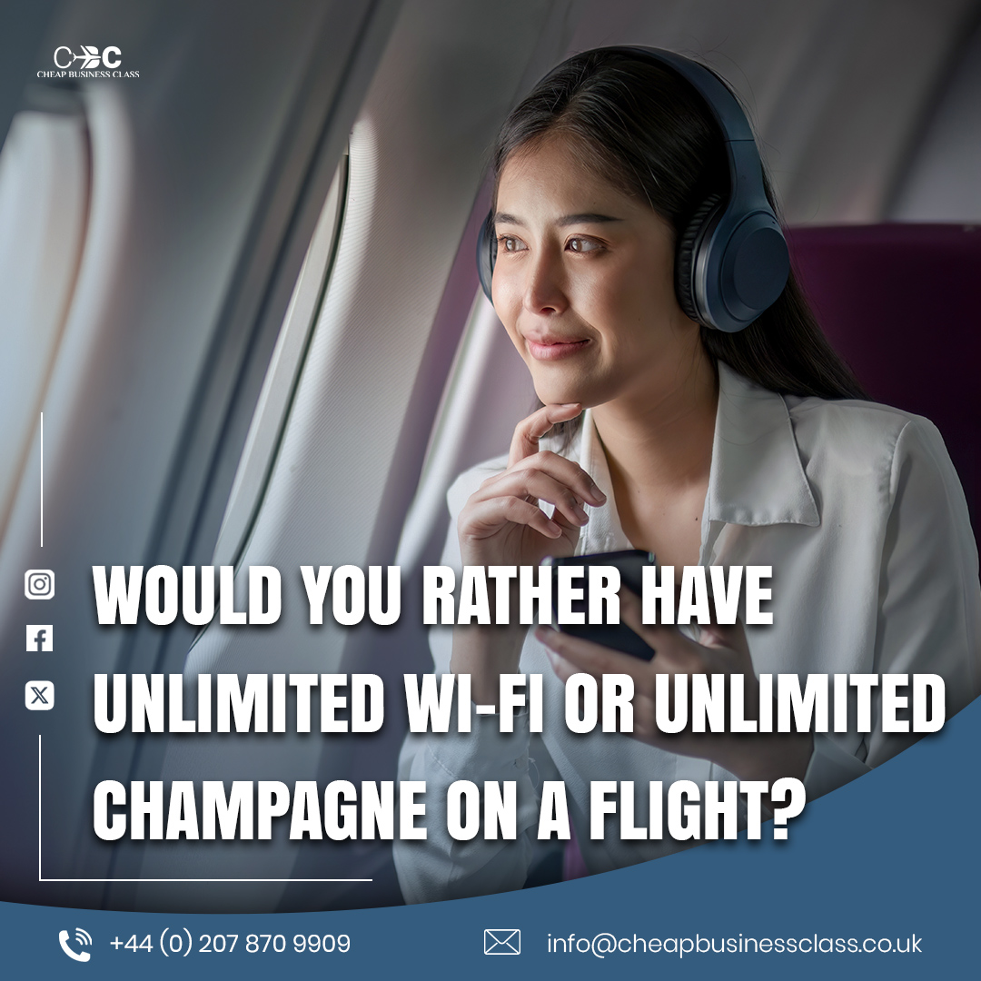 webtechnomind's tweet image. Would you rather have unlimited Wi-Fi or unlimited champagne on a flight? 

Stay connected or celebrate in style—what’s your in-flight vibe?
.
.
#cheapbusinessclass #businessclasstravel #businessclassflyer #businessclass #businessclassseat #flybusinessclass #businessclassflights