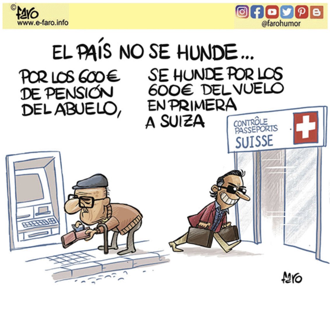 La diferencia entre los 600 € del abuelo y los 600 € de Suiza es que los del abuelo acaban en las tiendas del barrio y los de Suiza acaban en una llanta de aleación de un Audi.