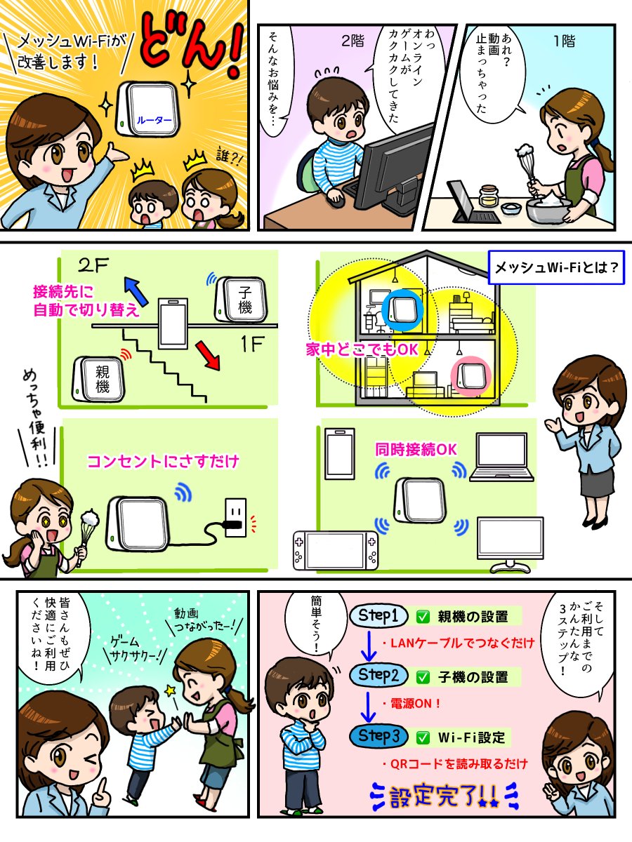 💁‍♀️家中すみずみまで
快適にインターネット🏠 

＼メッシュWi-Fiをご存じですか？／

詳しくはこちら👇
ms.spr.ly/6012SwacY