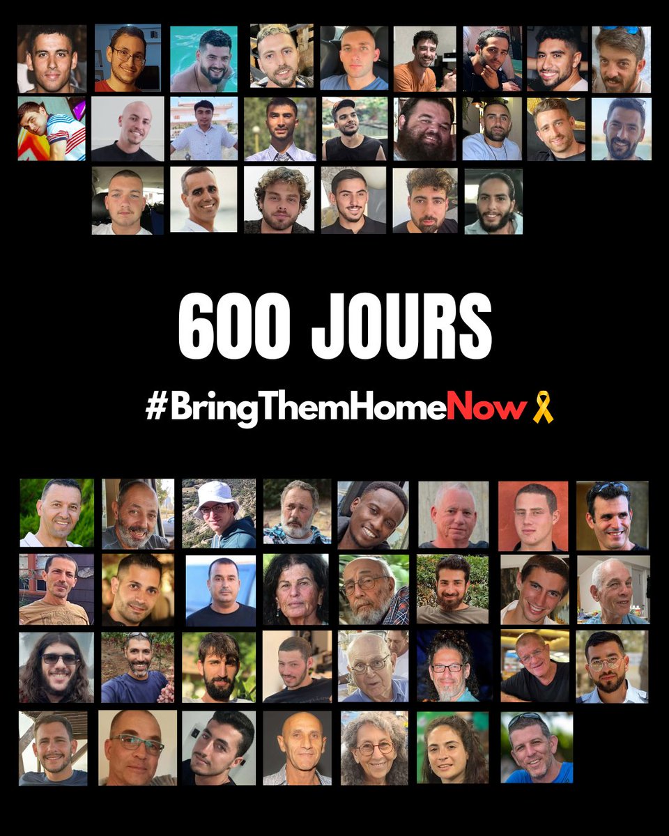 600 jours 🎗️

Plus d'un an et sept mois après le 7-Octobre, soyons toujours nombreux à nous mobiliser pour sensibiliser au sort des 58 femmes et hommes toujours retenus en otages.

#BringthemhomeNOW