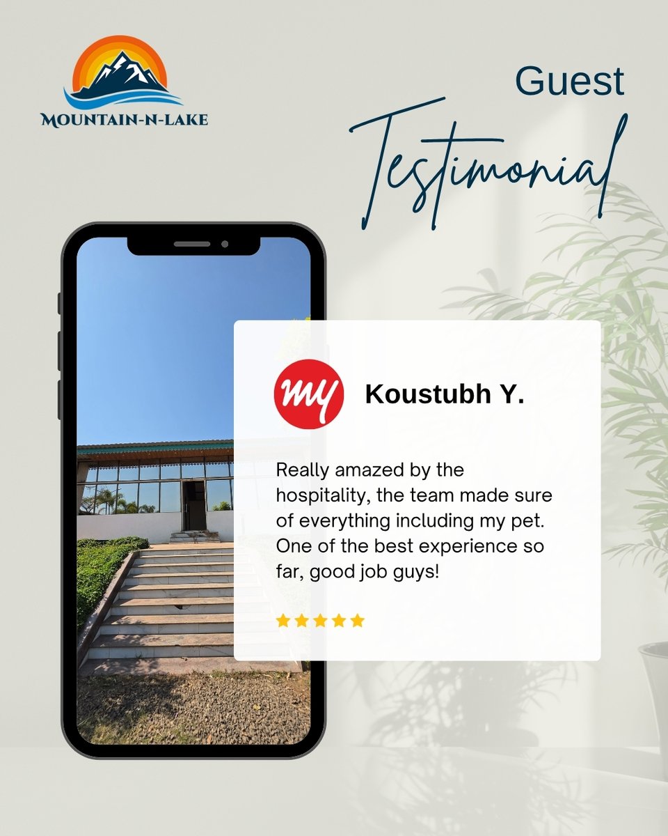 MountainNLake's tweet photo. Hospitality is not just service, it’s care. Thank you Koustubh Y. for your kind words — we’re always pet-friendly and people-first! 🌿🐾

#MountainNLake #GuestExperience #PetFriendlyHotel #NatureResort #HappyGuests #LakeViewStay https://t.co/FHBabM9Clc