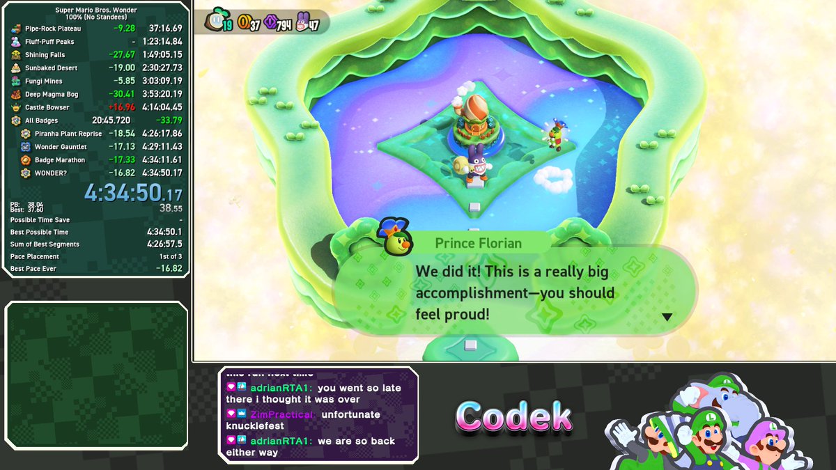 New 100% No Standees PB/WR! Glad I could get this one before Switch 2 (along with 4:26 SOB) even if this run fell apart super badly at one point. Hoping Switch 2 is able to save enough in faster loads for 2x to be possible with a good run🙂Back to NMG until the console launch!