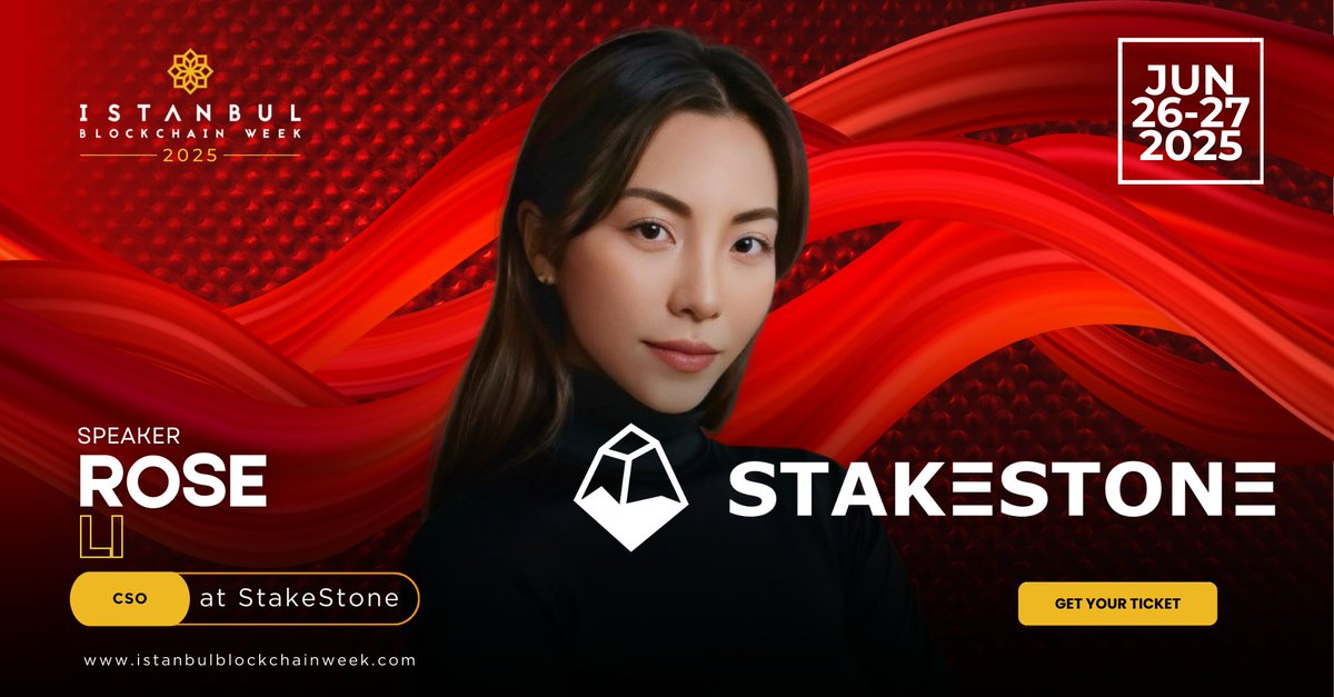 Istanbul Blockchain Week (@istanbulblockwk) on Twitter photo 📢 Speaker Announcement 💥
We’re thrilled to welcome Rose Li (<a href="/Rose3e3e3/">Roseeeeeeeeeeeeee</a>), Chief Strategy Officer at <a href="/Stake_Stone/">StakeStone</a>, to #IBW2025!
Join us at the event of the year, where Web3, AI, and Crypto leaders connect, build, and innovate.
📍 June 26–27, 2025 | Istanbul
🎟️ Secure your 📢 Speaker Announcement 💥
We’re thrilled to welcome Rose Li (<a href="/Rose3e3e3/">Roseeeeeeeeeeeeee</a>), Chief Strategy Officer at <a href="/Stake_Stone/">StakeStone</a>, to #IBW2025!
Join us at the event of the year, where Web3, AI, and Crypto leaders connect, build, and innovate.
📍 June 26–27, 2025 | Istanbul
🎟️ Secure your