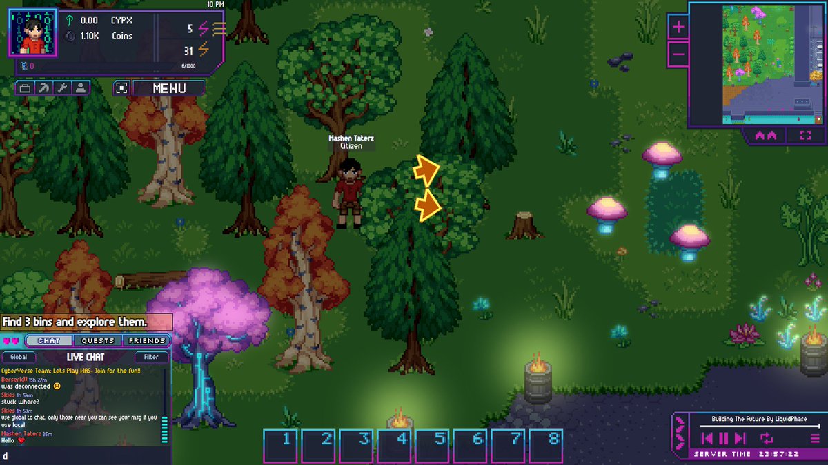 Finally got around to playing some <a href="/CyberVerseGame/">CyberVerse</a> 
When I'm not dumpster diving around the city you may find me frolicking in this beautiful forest.🤣
#Crypto #Ergo #NFT