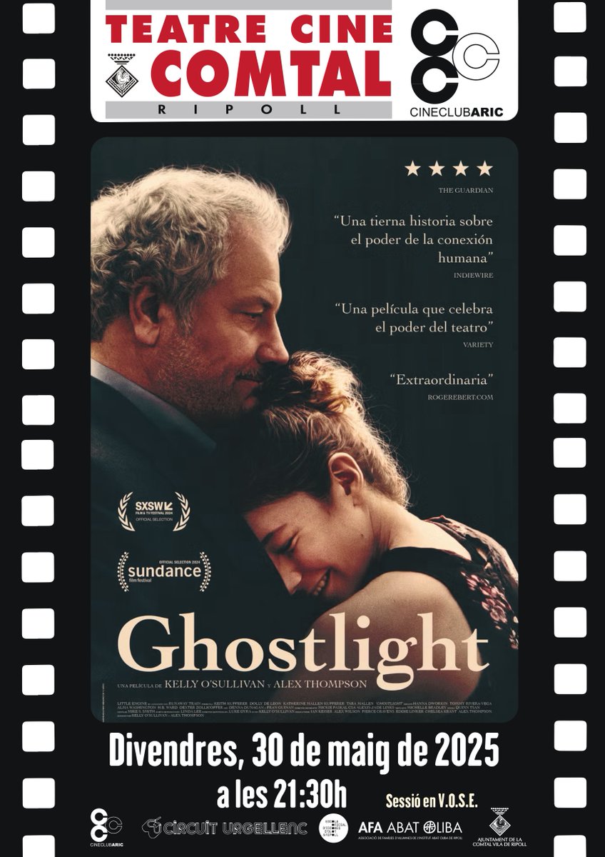 📽️ Aquest divendres, nova sessió del CineClub Aric de #Ripoll amb "Ghostlight" (2024).

🗓️ 30 de maig
🕒 21.30 h
📍 Teatre Cine Comtal
🔊 Sessió en V.O.S.E.