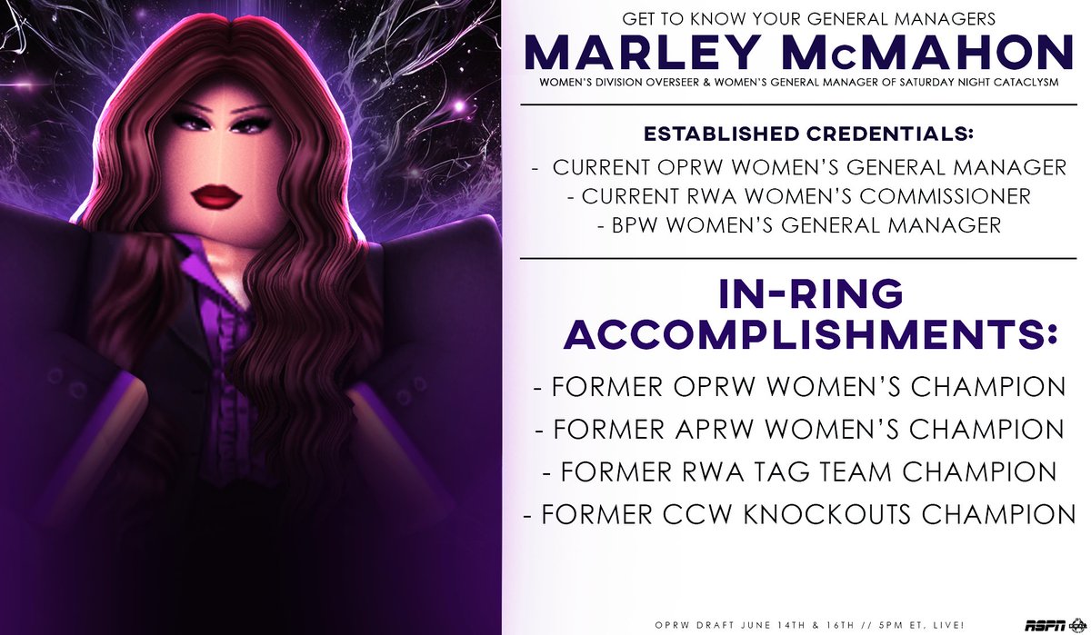#OPRW2025 (@oprw_roblox) on Twitter photo GET TO KNOW YOUR SATURDAY NIGHT GM's! βοΈ
The ICONIC show that is Saturday Night Cataclysm just got an UPGRADE ahead of the #OPRWDraft, with the reveal of the 3 GM's, in <a href="/akioswrld/">sway</a>, <a href="/OminationW/">Omination Ro-Wrestling</a>, & <a href="/MarleyMcMahonRW/">Marley McMahon</a>! π
Saturday's are BOUND to be cannot-miss!
#OPRW2025 GET TO KNOW YOUR SATURDAY NIGHT GM's! βοΈ
The ICONIC show that is Saturday Night Cataclysm just got an UPGRADE ahead of the #OPRWDraft, with the reveal of the 3 GM's, in <a href="/akioswrld/">sway</a>, <a href="/OminationW/">Omination Ro-Wrestling</a>, & <a href="/MarleyMcMahonRW/">Marley McMahon</a>! π
Saturday's are BOUND to be cannot-miss!
#OPRW2025