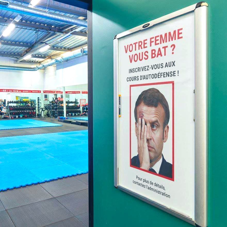 Fransa'da bir spor salonunda asılan bir afiş:

"Karınız sizi dövüyor mu? Savunma derslerimize katıl."