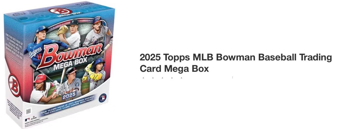 FastBreakCards's tweet image. 2025 Bowman Mega Box #ad 

bit.ly/3FeB1H4