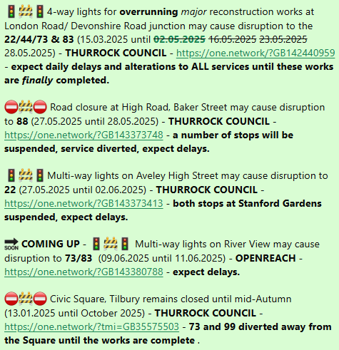 ⚠️ OPERATIONAL UPDATE⚠️

ℹ️For clickable links - follow us on WhatsApp - whatsapp.com/channel/0029Va…

🙏Please accept our apologies for any inconvenience caused as a result of these works.