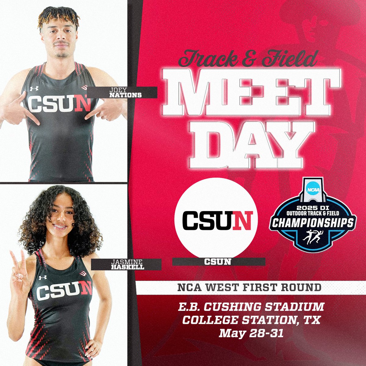 It begins today 🙌

🆚 NCAA West First Round
🗓️ May 28-31
📍 E.B. Cushing Stadium
📺 ESPN+
📊 flashresults.ncaa.com/Outdoor/2025/F…

#GoMatadors