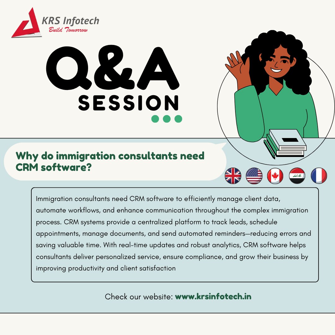 KRS_INFOTECH's tweet image. Struggling to manage immigration leads manually?
Let CRM software handle the chaos while you focus on growing your consultancy! 🚀
💡 Time to work smarter, not harder.
🌐 Visit us: krsinfotech.in
#ImmigrationCRM #ConsultantTools #StudyAbroadSolutions #KRSInfotech