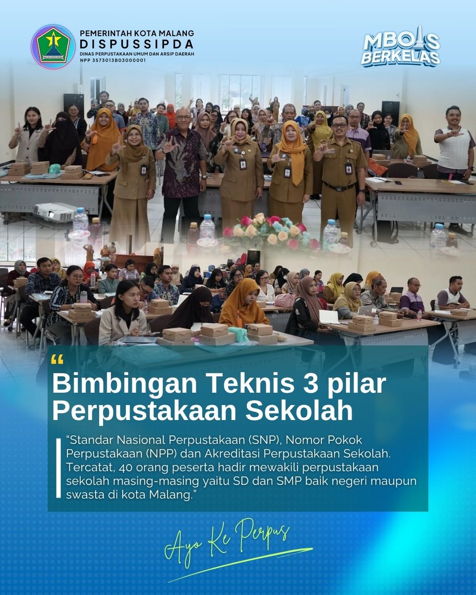 perpusmalang's tweet photo. Bimbingan Teknis 3 pilar Perpustakaan Sekolah...

baca lebih lengkap : https://t.co/SKYotu1fHh https://t.co/UgNDRnPrKK