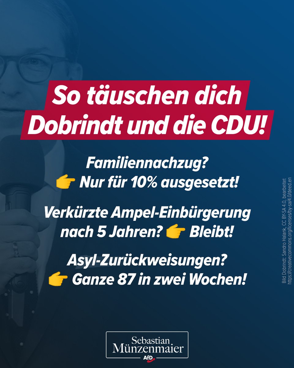 Sie wollen euch mit großen Worten täuschen, aber es verändert sich fast nichts. Die Migrationspolitik der Union ist eine einzige Nebelkerze!

(TM)