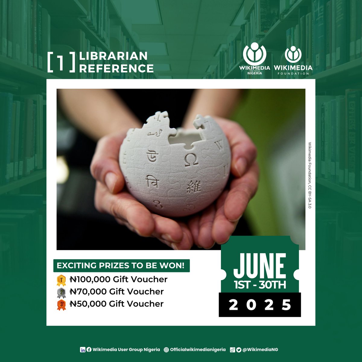 WikimediaNG's tweet photo. It's that exciting time again! The #1Lib1Ref (One Librarian, One Reference) campaign is back and is officially running from June 1 to June 30, 2025!
This global initiative invites librarians, Wikimedians, information professionals, and knowledge lovers to help improve Wikipedia by adding missing references to articles strengthening the reliability and depth of free knowledge.
👉 How to Participate:
1. Sign up on the Campaign Dashboard to track your edits:
🔗 https://t.co/PHqCyfvXUL
2. Read the Metapage for more information:
🔗 https://t.co/JIAlf0zTPl
3. Tag your edits with #1Lib1RefNG #1Lib1Ref
Let’s work together to make Wikipedia better — one reference at a time.