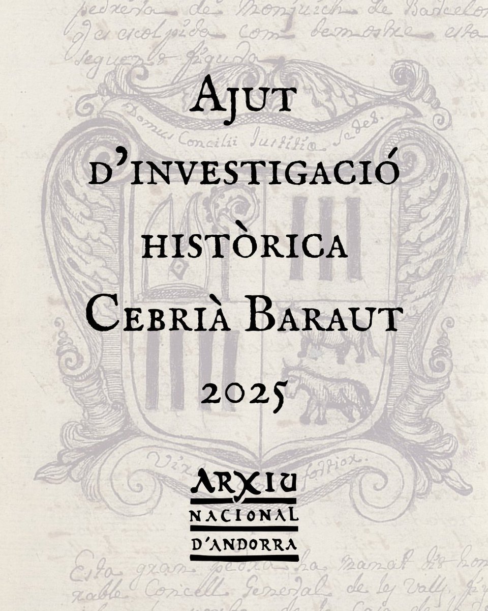 📢 Nova convocatòria! 🧾 L’Ajut Cebrià Baraut està destinat a dur a terme treballs de recerca històrica per als quals sigui necessari utilitzar com a font bàsica la 📂 documentació dels fons de l’Arxiu Nacional d’Andorra.

🔍 Troba tota la info aquí 👉 bopa.ad/Documents/Deta…
