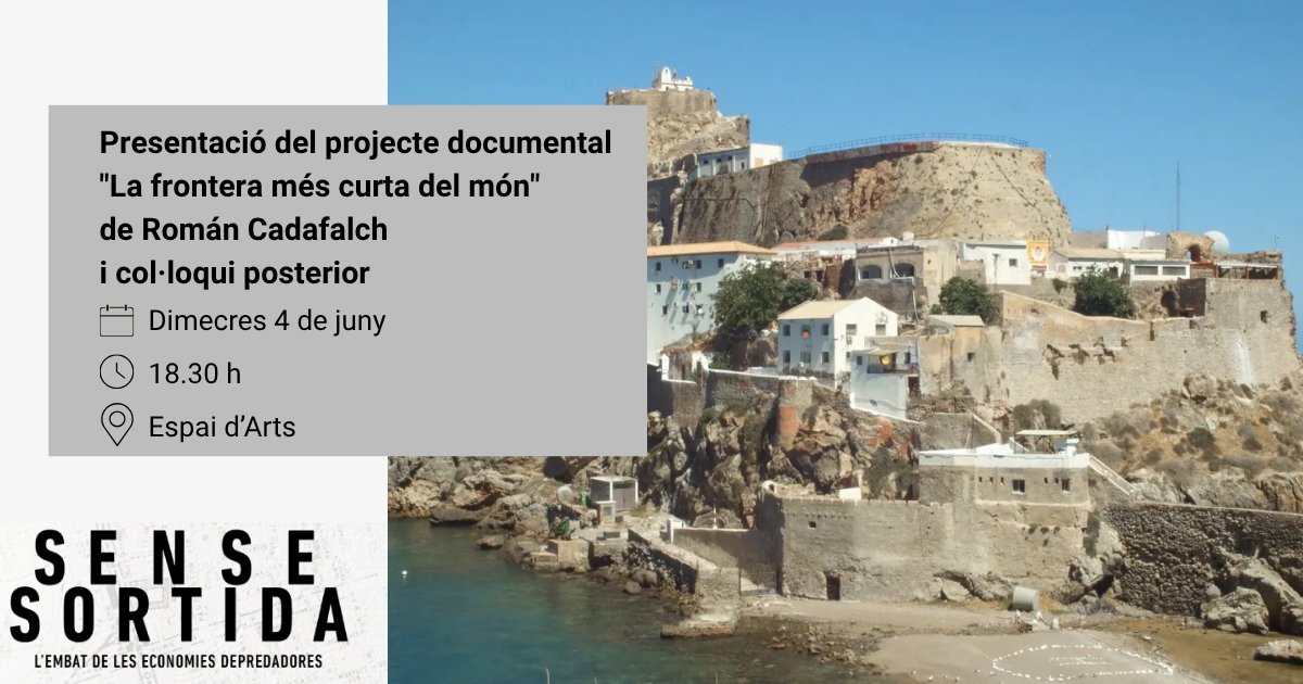 📽️Et convidem a descobrir “La frontera més curta del món”
Presentació del projecte documental de Román Cadafalch i col·loqui de l'artista amb Mercè Alsina i Omar Bencheikh Boughzir
📅 Dimecres 4 de juny
⏰ 18.30 h
📍 Espai d’Arts
🎟 Inscripció gratuïta: bit.ly/projecciofront…