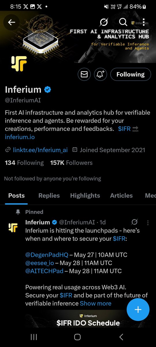 Cyph45's tweet photo. ๐ The TGE is approaching, and it's time to yap about $IFR!
#InferiumYapper
Inferium is revolutionizing AI with:
Verifiable Inference
Decentralized AI Agents
Community Rewards
Scalable Infrastructure
top-tier and join the movement to decentralized Al revolution @InferiumAI https://t.co/gIh4QTMbGf