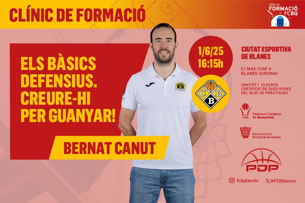 Club Bàsquet Blanes (@cbblanes) on Twitter photo 🏀CLÍNIC BERNAT CANUT A LA CIUTAT ESPORTIVA DE BLANES🏀
DIA: DIUMENGE 1 DE JUNY
HORARI: 16.15H a 17.45H
En <a href="/bernatcanut/">Bernat Canut</a> (entrenador Lliga 1 / actualment al Jairis, campiones de la Reina 2025) vindrà a la CE aquest cap de setmana. 🏀CLÍNIC BERNAT CANUT A LA CIUTAT ESPORTIVA DE BLANES🏀
DIA: DIUMENGE 1 DE JUNY
HORARI: 16.15H a 17.45H
En <a href="/bernatcanut/">Bernat Canut</a> (entrenador Lliga 1 / actualment al Jairis, campiones de la Reina 2025) vindrà a la CE aquest cap de setmana.