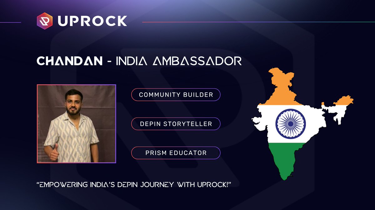 UpRock (@uprockcom) on Twitter photo 🇮🇳 Meet Chandan – Our New UpRock Ambassador for India!
<a href="/AmTheChandan/">Chandan ($/acc)</a> is a passionate contributor, DePIN believer, and a key voice in India’s growing crypto community. With a focus on local engagement, education, and community building, he’ll lead the charge in making UpRock’s 🇮🇳 Meet Chandan – Our New UpRock Ambassador for India!
<a href="/AmTheChandan/">Chandan ($/acc)</a> is a passionate contributor, DePIN believer, and a key voice in India’s growing crypto community. With a focus on local engagement, education, and community building, he’ll lead the charge in making UpRock’s
