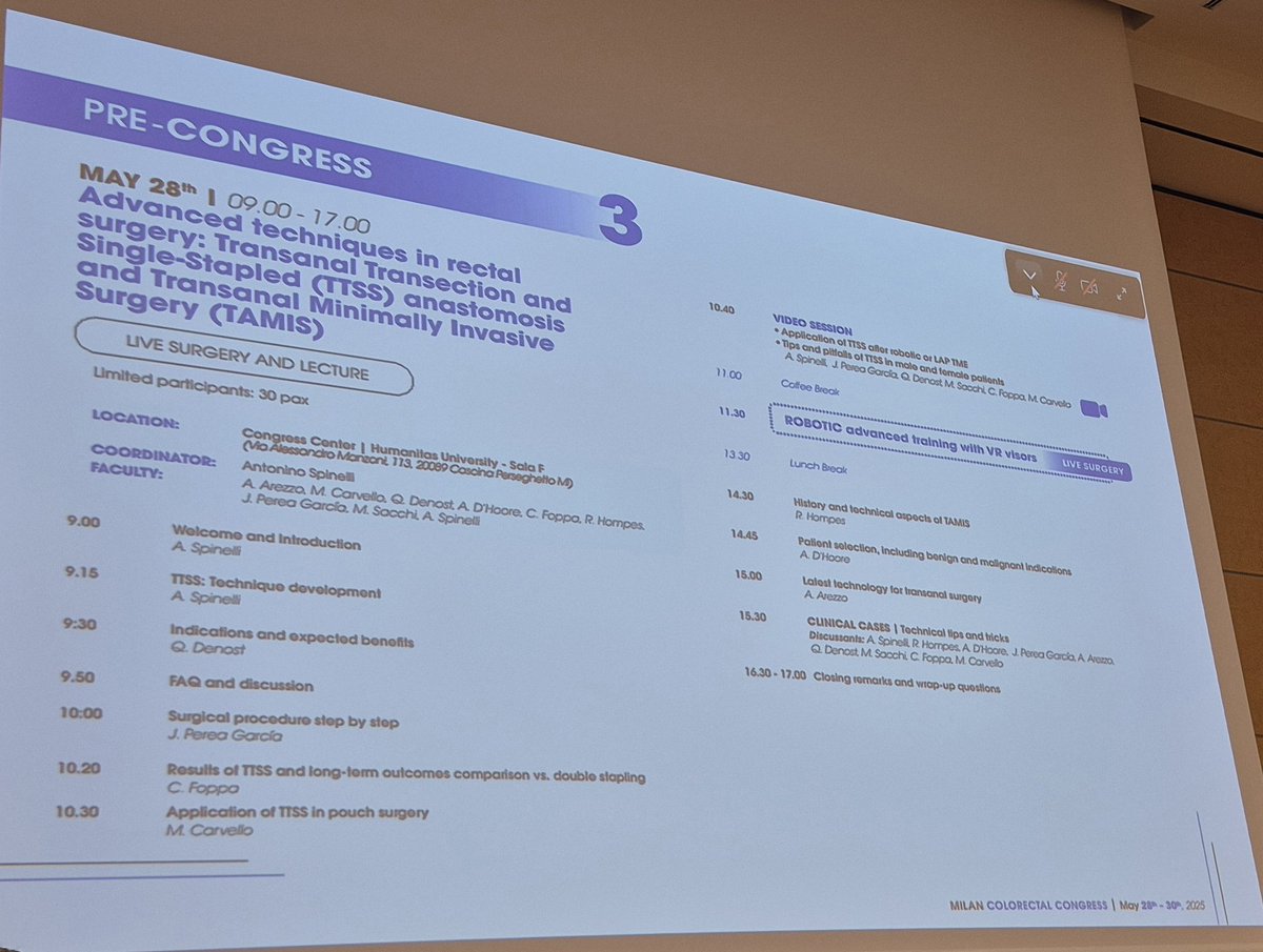 JOSÉ PEREA GARCÍA (@josepereag) on Twitter photo Today, in Milan Colorectal Congress, talking and discussing about TTSS approach. Thank you Prof. <a href="/AntoninoSpin/">Antonino Spinelli</a> for the kind invitation to share the benefits of this new technical approach for rectal surgery.
<a href="/aecirujanos/">aecirujanos</a> <a href="/IBSAL_IIS/">IBSAL</a>
<a href="/escp_tweets/">European Society of Coloproctology</a> <a href="/AECP_FAECP/">AECP</a> Today, in Milan Colorectal Congress, talking and discussing about TTSS approach. Thank you Prof. <a href="/AntoninoSpin/">Antonino Spinelli</a> for the kind invitation to share the benefits of this new technical approach for rectal surgery.
<a href="/aecirujanos/">aecirujanos</a> <a href="/IBSAL_IIS/">IBSAL</a>
<a href="/escp_tweets/">European Society of Coloproctology</a> <a href="/AECP_FAECP/">AECP</a>