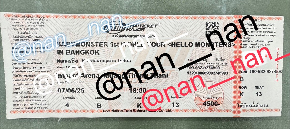 nan__nan__'s tweet photo. ปล่อยบัตร รอบวันเสาร์ 07/06/2025
โซน B แถว K
ราคา 4,500
นัดรับ Mrt bts 
(พร้อมใบมอบอำนาจให้เลยค่า)
เจ้าของขายเอง จองตั๋วซ้ำกัน 2 วันเลยปล่อยค่ะ

#BABYMONSTER
#HELLO_MONSTERS_BKK
#ตลาดนัดbabymonster https://t.co/YXywEfiMTY