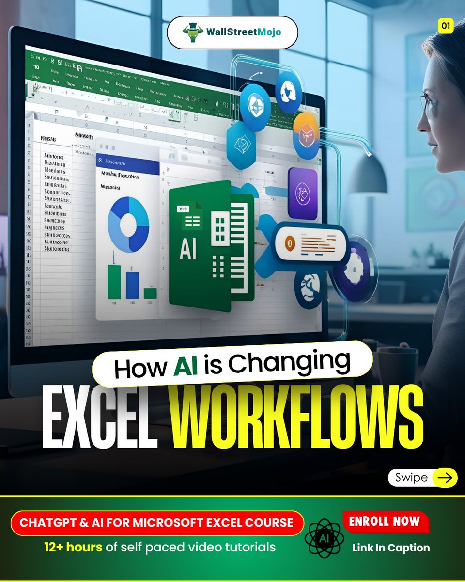 wallstreetmojo's tweet image. How AI Is Changing Excel Workflows? 

Excel isn’t just a spreadsheet tool anymore — it’s becoming a smart assistant.

👉 Want to master Excel with the power of ChatGPT and AI: shop.wallstreetmojo.com/products/chatg…

#ExcelTips #AITools #ChatGPTforExcel