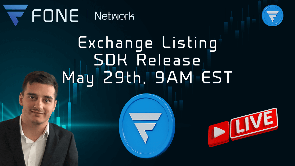 Hello Everyone,

We are thrilled to invite you to join our Founder and CEO, Ivan Likov, in a live stream dedicated to the SDK's release and the Fone Coin's listing on a top-tier exchange.

The event will be held on Thursday, May 29th, at 9AM EST on YouTube. Click the link below