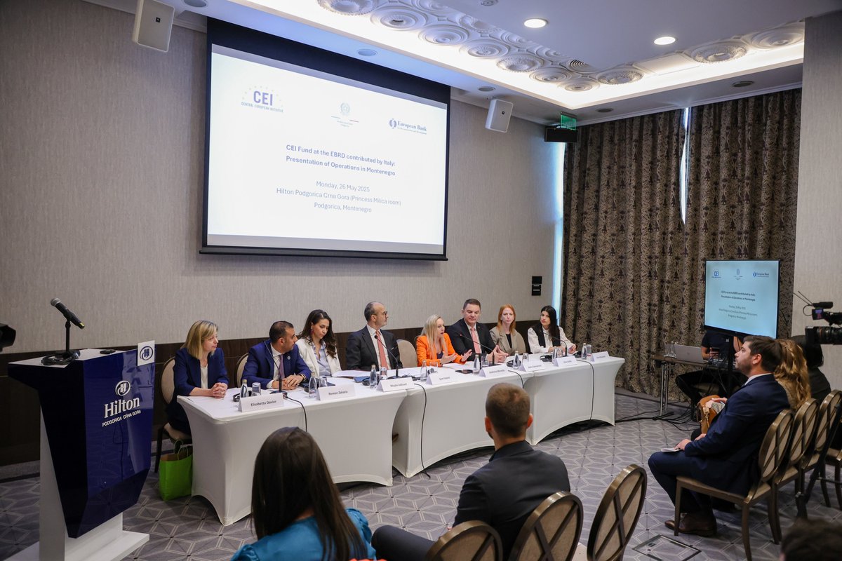 Remo_Zakaria's tweet image. Honoured to join the event “CEI Fund at the @EBRD  – Operations in Montenegro.” 🇮🇹🇲🇪
Since 2006, the Italy-funded CEI Fund supported 92 projects in 🇲🇪 worth €9m. The event was opened by Amb. Marsella, Min. Fabrizi, Min. Šahmanović  &amp;amp; Min. Adžović.