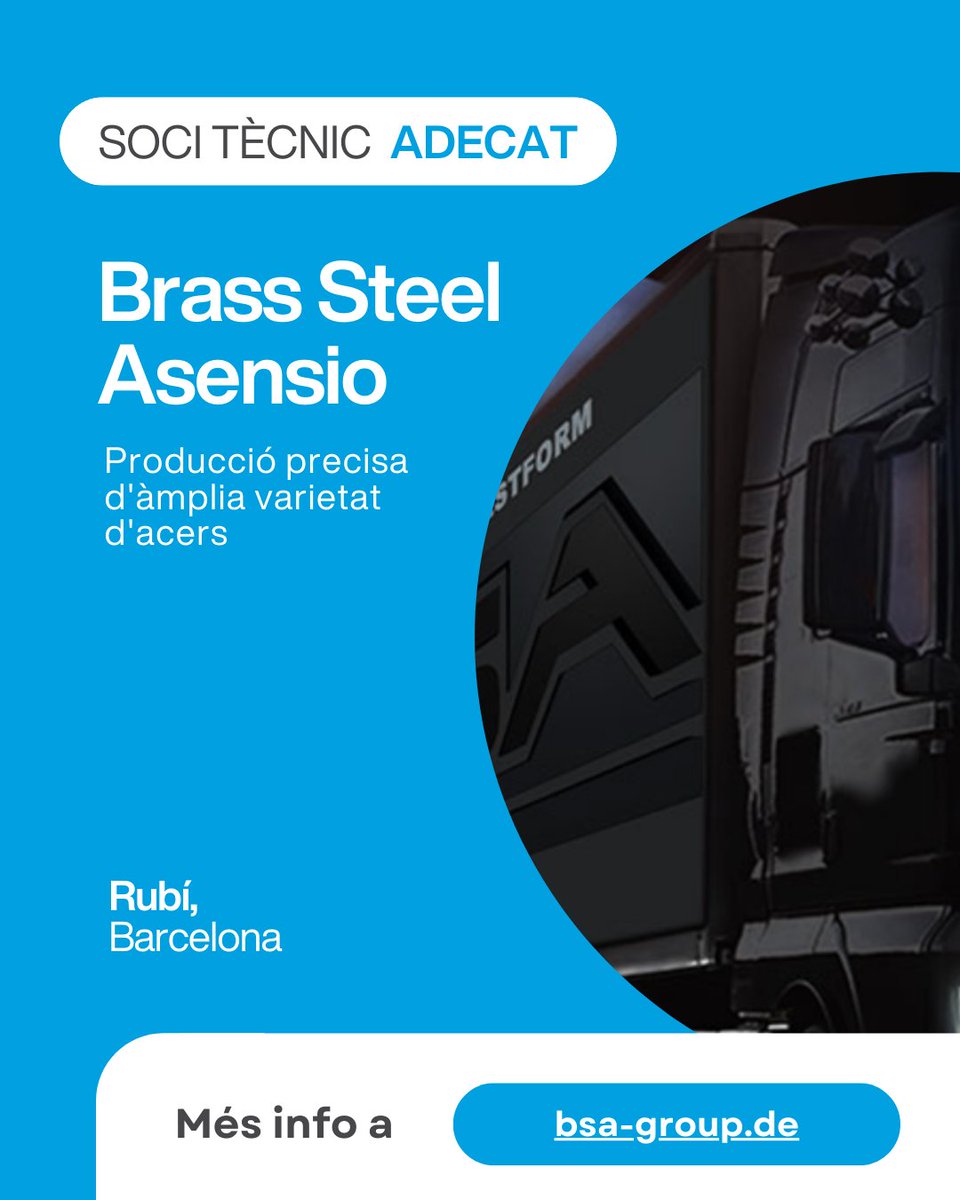 🔧✨ SOCI TÈCNIC D’ADECAT: BASS STEEL ASENSIO
Part del BSA Group Germany, experts en acer de precisió des de 1989. Qualitat, innovació i compromís al servei de la indústria! 💪🔩

🔗 bsa-group.de

#ADECAT #Acer #Indústria #Innovació #BASSSTEELASENSIO #BSAGroup