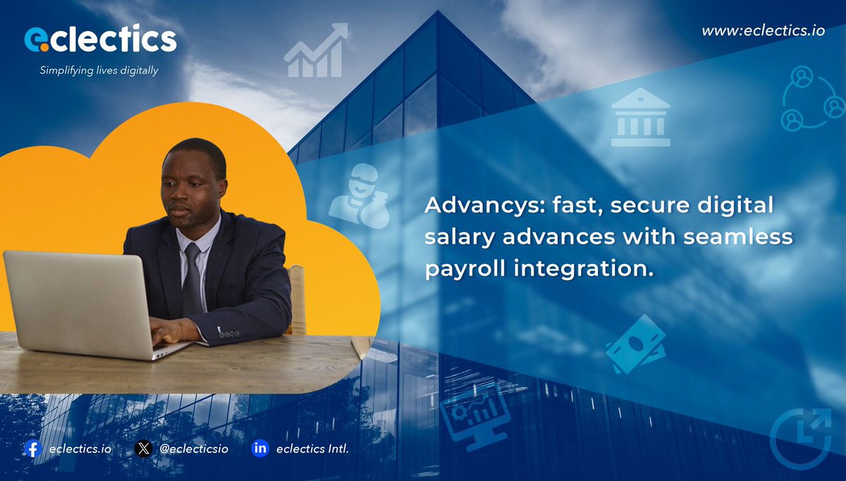 Fast, Smart and Secure!

With real-time disbursements &amp; AI-driven assessments, Advancys by Eclectics powers digital salary advances that work for today’s workforce.

#Eclectics #SalaryAdvance #DigitalBanking