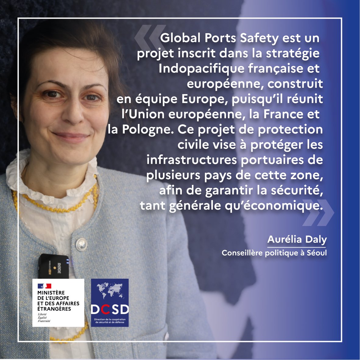 #Asie 🌏🇫🇷 : le projet GPS, une initiative stratégique pour renforcer la sécurité, la résilience et la durabilité des routes maritimes en Asie.

➡️ Découvrez le témoignage d’Aurélia Daly, conseillère politique à l’Ambassade de France à Séoul.