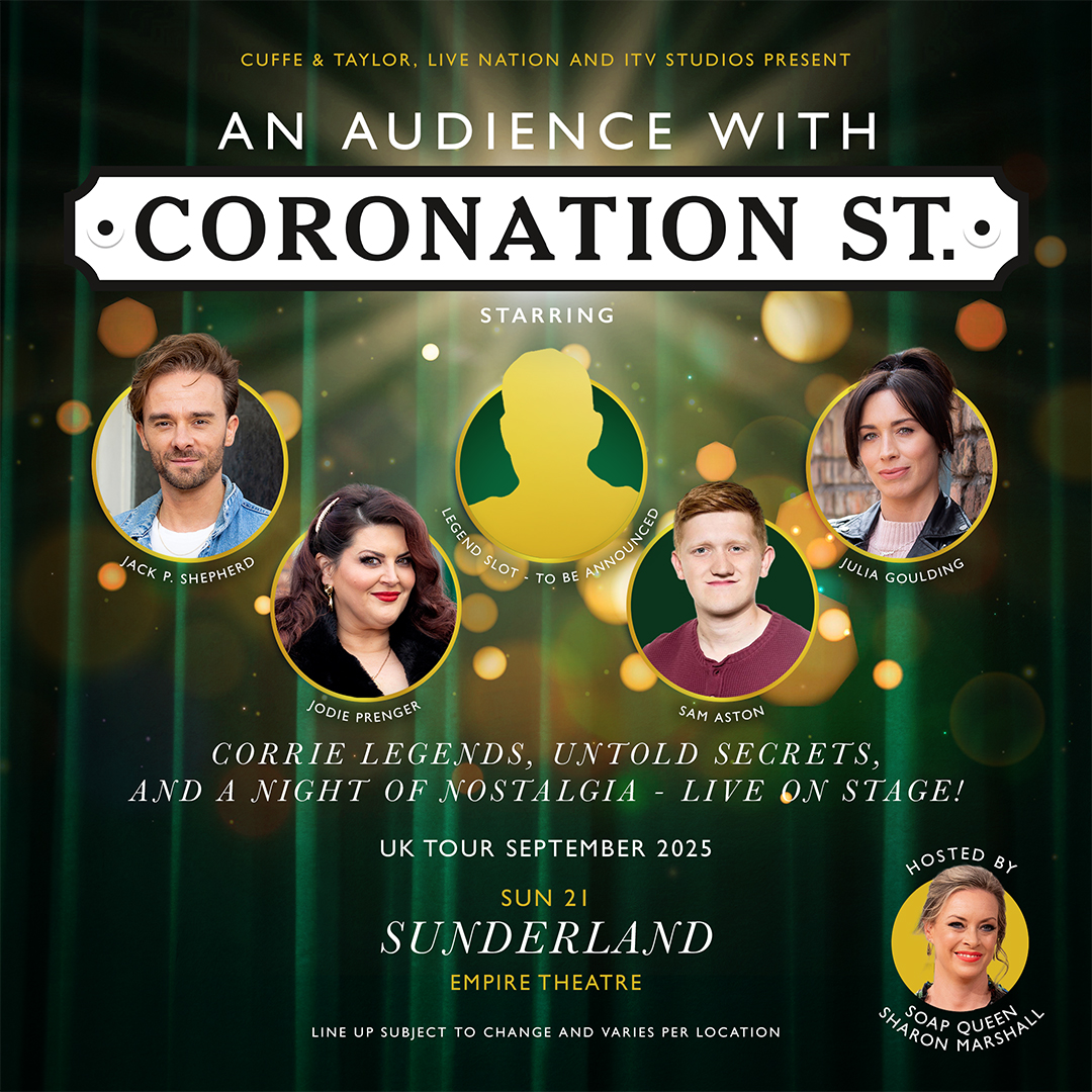 NEW SHOW ANNOUNCEMENT - An Audience with Coronation Street 💚 

ATG+ pre-sale:  Thu 29 May, 10am (sign up to be an ATG+ member here - atgtix.co/43dTI6O
General on sale: Fri 30 May, 10am

🎟️ atgtix.co/45zdOtA
📅 Sun 21 Sep
