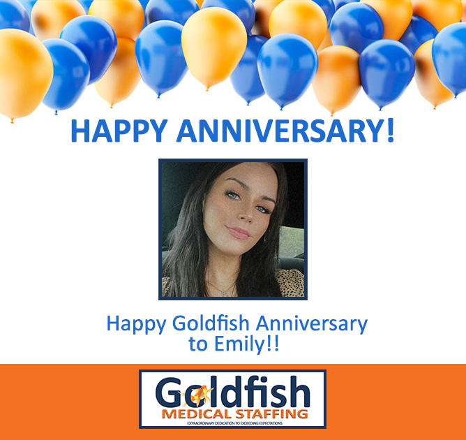 Happy Goldfish Anniversary to Emily!! 🥳 We couldn't do it without, nor would we want to!! 🧡We appreciate you today and everyday!!