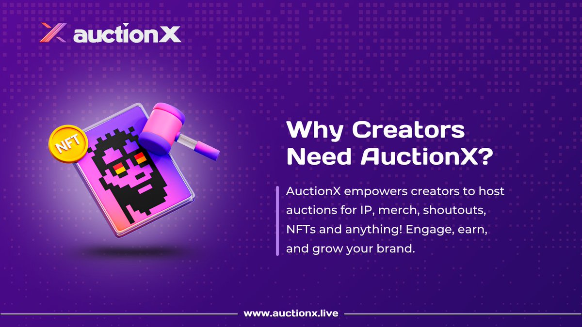 auctionx_live's tweet photo. Creators, it's time to level up. Host IP drops, NFTs, shoutouts, merch & more Turn fandom into fuel. AuctionX = Ownership meets audience.
Coming Soon!
#CreatorEconomy #Web3Auctions #AuctionX #NFTCommunity https://t.co/03YZqFCN2h